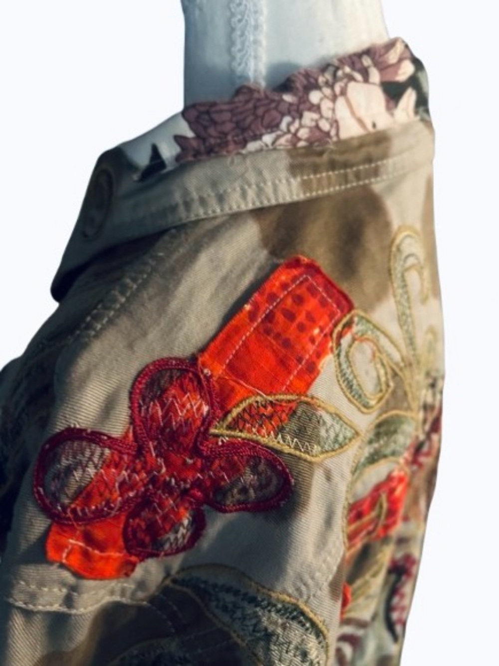 100% Cotton Vintage Embroidered BLEU BAYOU Boho Patchwork Jacket 90s Y2K Floral - Picture 6 of 16